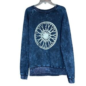 Soulcycle Navy Blue Mineral Wash Graphic Crew Neck Sweatshirt Women's Size Small